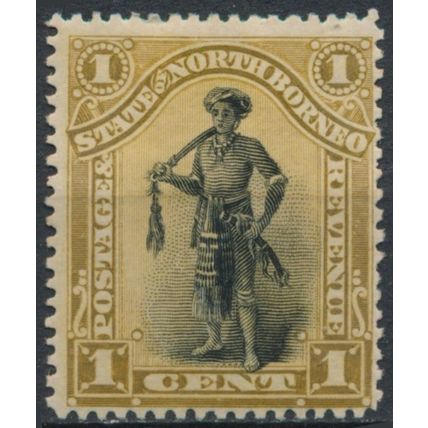 Dyak Chief: 1c - North Borneo 1894 - NM H - SG 66b