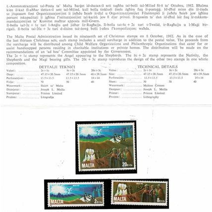 1982 Maltese Christmas Stamps, Malta, Mint Presentation Pack