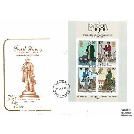1979 Postal History, Minisheet, Kidderminster Postmark, UK, Cotswold FDC