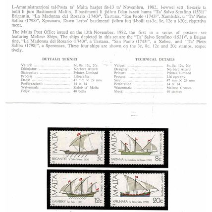 1982 Maltese Ships, Malta, Mint presentation Pack