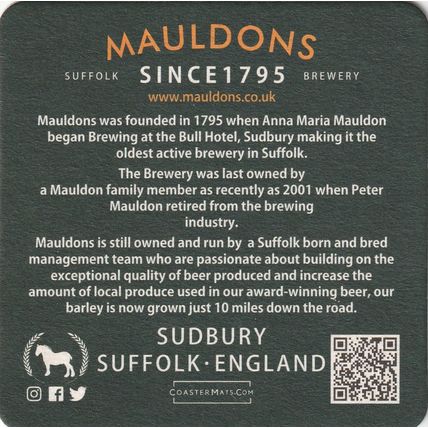BEER MAT - MAULDENS BREWERY - VARIOUS BEERS - (Cat No 004) - (2019)