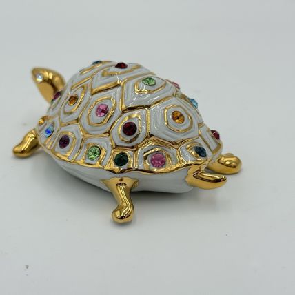 Capodimonte Italy Turtle Figurine w/ Swarovski Crystals Polaris Porcupine 2”x 4