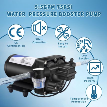RV Fresh Water Pump 110V Water High Pressure Increase Booster Pump for Home Irri