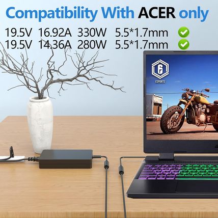 330W Ac Adapter 19.5V 16.92A Replacement A20-330P1A Compatible with Acer Predato
