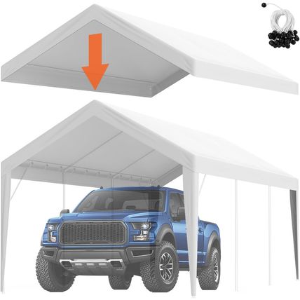 VEVOR Carport Replacement Canopy Cover 10 X 20 Ft, Garage Top Tent Shelter Tarp