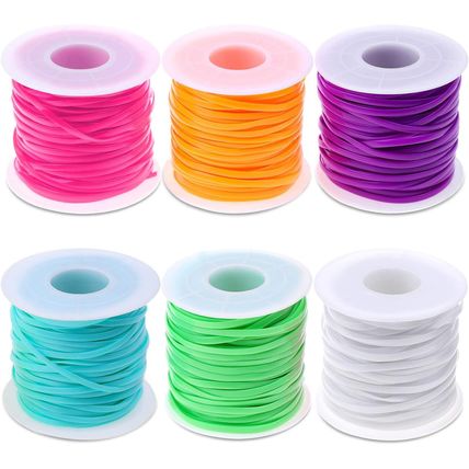 Lanyard String Kit, Cridoz 6Pack Plastic Lacing Cord Gimp String Lanyard Weaving