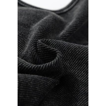 Black Ribbed Mineral Wash Racerback Cropped Tank Top