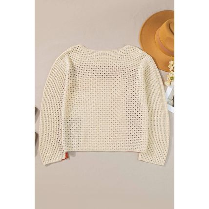 Apricot Pointelle Knit Colorblock Baggy Sweater