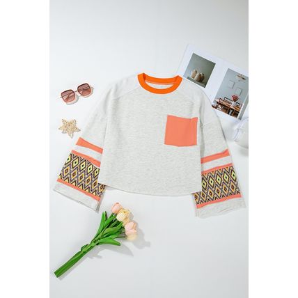 Apricot Western Aztec Patch Mineral Wash Loose Fit Top