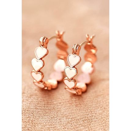 White Heart Shape Plated Alloy Small Hook Earrings