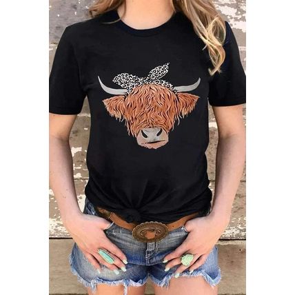 Cute Cattle Leopard O-Neck T-Shirt