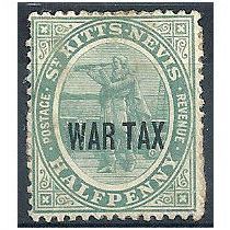 St Kitts Nevis 1916 SG22 1/2d Dull Blue-Green Mtd.Mint.