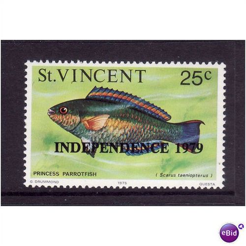 ST VINCENT 1979 INDEPENDENCE 25c PRINCESS PARROT FISH SG 614 U/M MINT