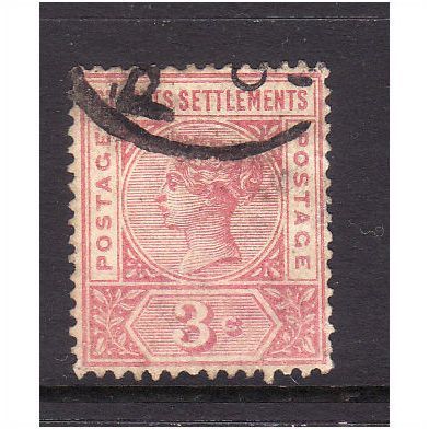 MALAYSIA STRAITS SETTLEMENTS 1895 SG 96 3c CARMINE ROSE FINE USED