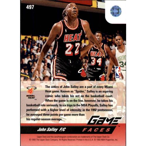1992-93 Upper Deck Basketball John Salley Game Faces #497