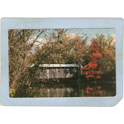 MI Lowell Covered Bridge Postcard Fallasburg Bridge Near Fallsburg Park in~239
