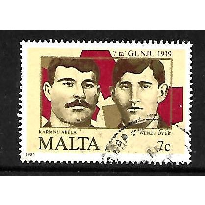 MALTA 1985 ANNIV 1919 DEMONSTRATIONS 7c KARMNU ABELA & WENZU DYER SG762 FU
