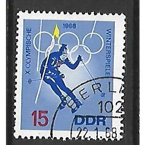 GERMANY EAST 1968 WINTER OLYMPIC GAMES 15pf SLALOM SG E1057 FINE USED#