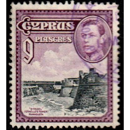 Cyprus 1938 - KG VI Landscapes Citadel 9 Pia Used Stamp.