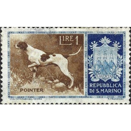 SAN MARINO, DOG, Pointer, brown & blue 1956, L1