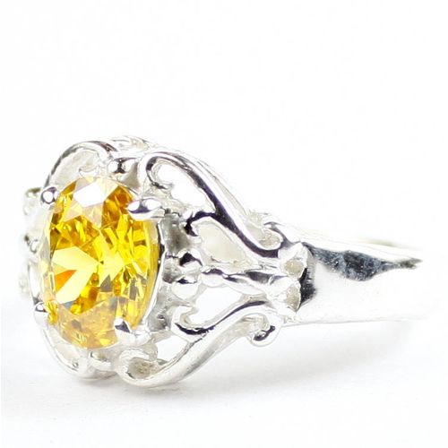 Golden Yellow CZ, 925 Sterling Silver Ladies Rings, SR169