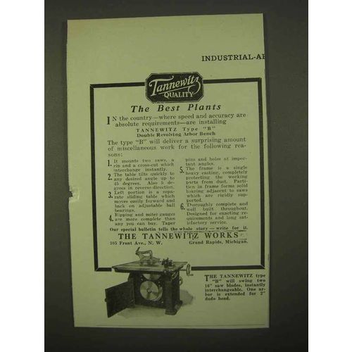 1922 Tannewitz Type B Double Revolving Arbor Bench Ad
