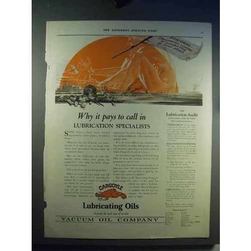1923 Gargoyle Lubricating Oils Ad - Call In Specialists