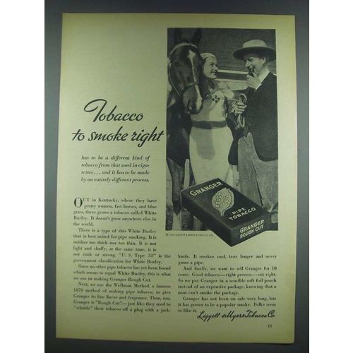 1933 Granger Pipe Tobacco Ad - To Smoke Right
