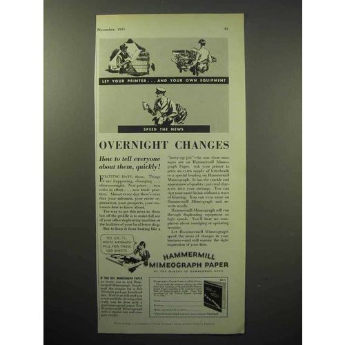 1933 Hammermill Bond Mimeograph Paper Ad - Changes