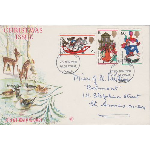 GB 1968 Christmas FDC Fylde Lancs pm see others