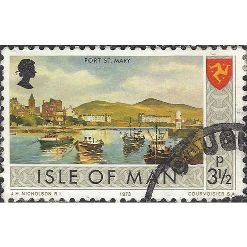 ISLE O MAN, Port St Mary, olive 1973, 3½p, #3