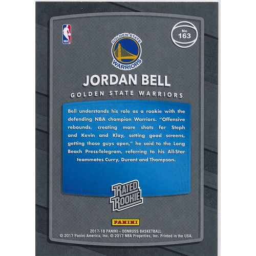 2017-18 Donruss Rated Rookie 163 Jordan Bell RC Golden State Warriors