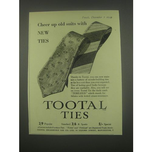 1949 Tootal Ties Ad - Cheer up old suits with new ties