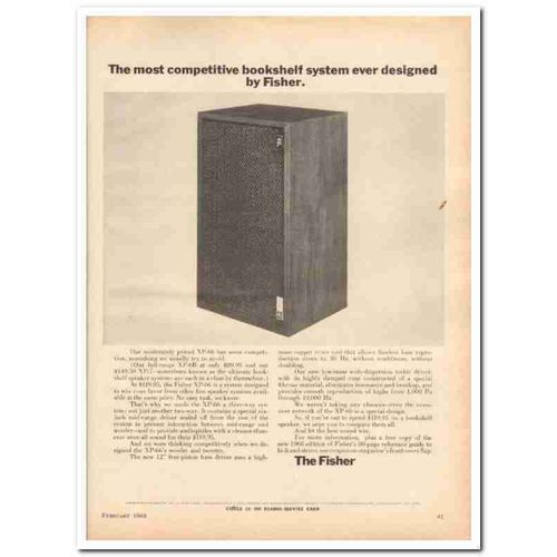 FISHER RADIO CORP 1968 XP-66 bookshelf speaker stereo vintage ad