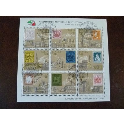 Italy 1985 Italia 85 Stamp Exhibition sheetlet stamps on stamps Milan fdi