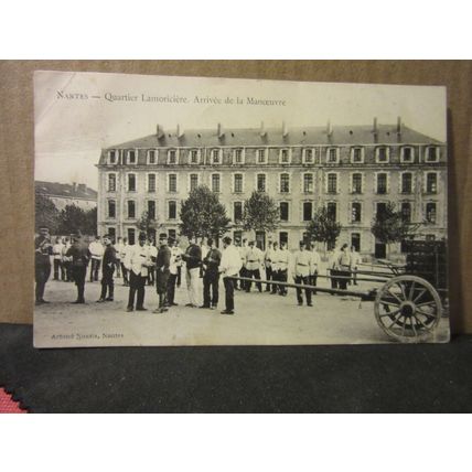 FRENCH MILITARY AT NANTES, FRANCE used antique postcard c. 1905 =