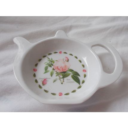 TEA BAG HOLDER SHAPED AS TEA POT DEPICTING PINK ROSE (28/01) # #