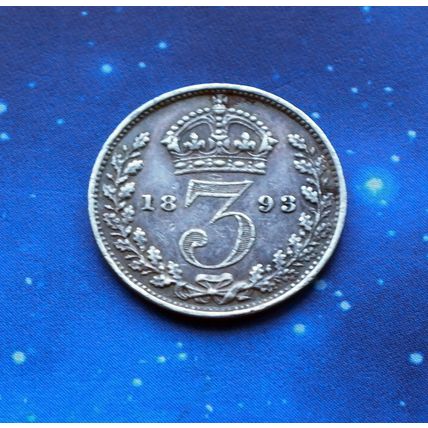 1893 Queen Victoria Veiled Head Silver Threepence 3d Coin MQ