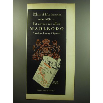 1949 Marlboro Cigarettes Ad - Most of life's luxuries come high