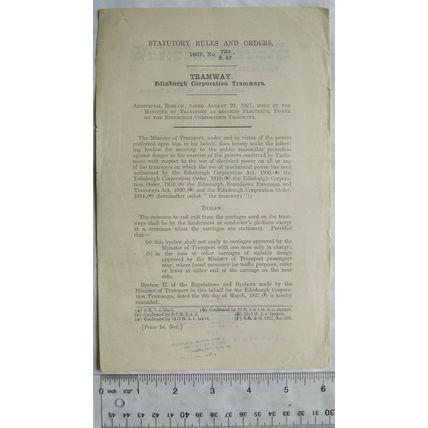 1927 Statutory Rules No. 799 S.47 Edinburgh Corporation Tramways