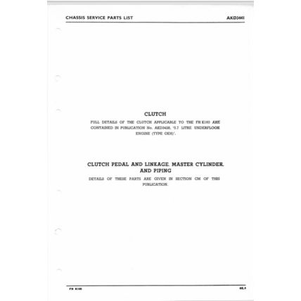 BMC FHK160 Commercial Vehicles Chassis Parts Catalogue 1963 AKD3441 PDF