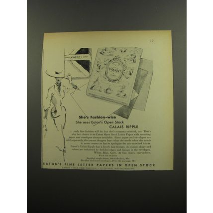 1953 Eaton's Paper Ad - She's fashion-wise she uses Eaton's Calais Ripple