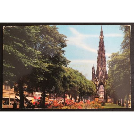 Princes Street Gardens & Scott Monument, Edinburgh - 1970s Street View Postcard