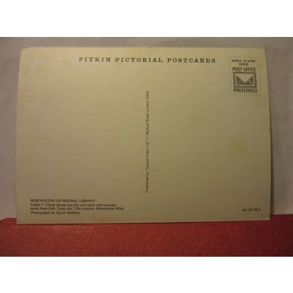 PSALM 1, THE WINCHESTER BIBLE, WINCHESTER CATHEDRAL, unused postcard, =