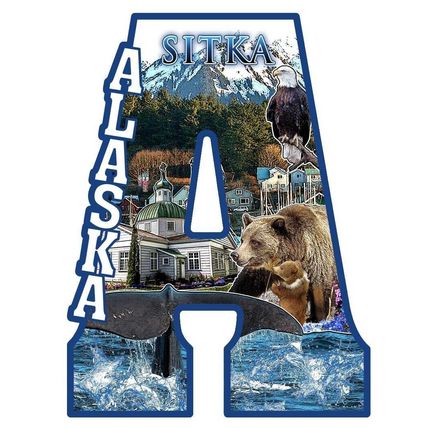 Sitka Alaska Capital A Collage Design Fridge Magnet