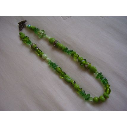 Vintage Necklace Christian Dior Murano Venetian Lampwork Green Glass Bead Chain