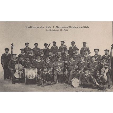 Matrosen Division Zu Kiel Musikkorps German Military Band Postcard