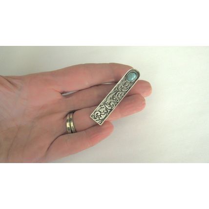 Turquoise blue stone silver metal boho native alligator hair clip for thin fine