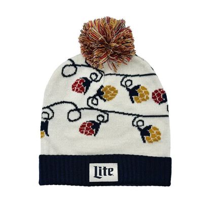 MILLER LITE HOLIDAY POM BEANIE-UNISEX-ONE SIZE FITS MOST-NEW-FAST SHIPPING