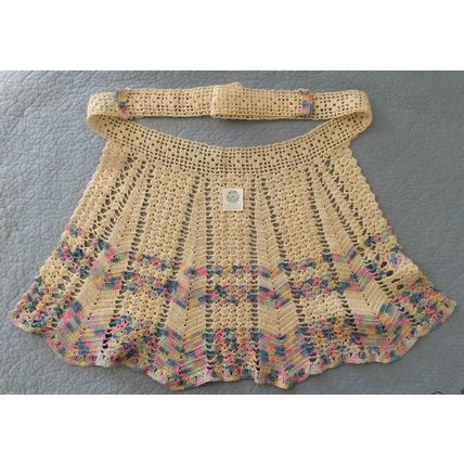 VINTAGE CREAM AND PASTEL CROCHETED APRON